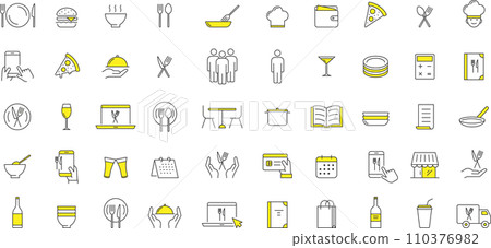 Stylish line drawing meal icon set Stylish line drawing meal icon set 110376982