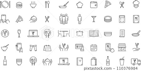 線條畫餐圖示集 線條畫餐圖示集 110376984
