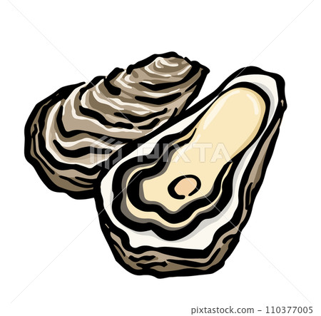 牡蠣(真牡蠣)手寫筆式線條畫插圖 牡蠣(真牡蠣)手寫筆式線條畫插圖 110377005