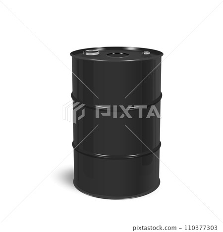 Black metal barrel with oil vector illustration isolated on transparent background. 110377303