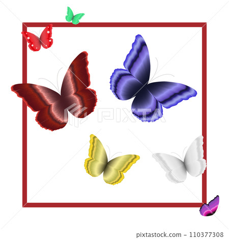 butterflies of different colors fluttering in a frame. butterflies of different colors fluttering in a frame. 110377308