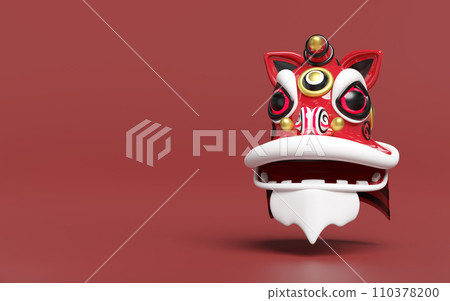 3d lion dance head for festive chinese new year holiday. 3d render illustration 3d lion dance head for festive chinese new year holiday. 3d render illustration 110378200