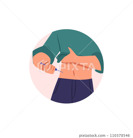 Person apply self injection in belly flat vector illustration. 110378546