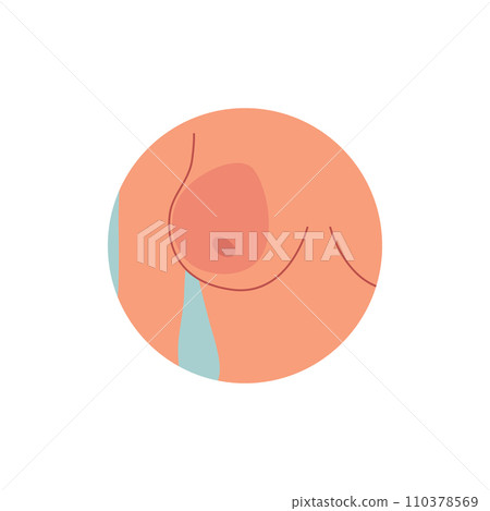 Breast reduction and correction plastic surgery, female breast with area marked vector illustration isolated on white 110378569