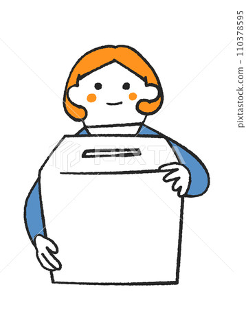 Woman holding a donation box illustration material 110378595