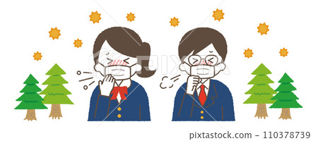 花粉熱或感冒的症狀。咳嗽、流鼻水等不適症狀 110378739