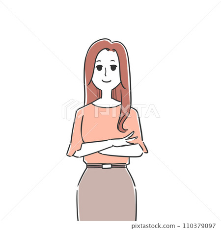 一個女人握著她的手臂微笑 110379097