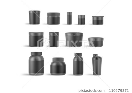 Blank black vitamin and protein can mockup, different types 110379271