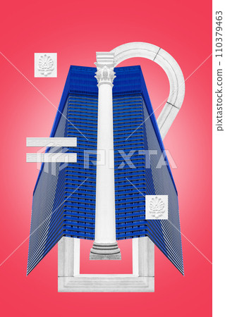 Concept of urban environment and city life. Surreal art collage with elements of architectural details, building facades, construction sites. Mix of modern and historical architecture. Concept of urban environment and city life. Surreal art collage with elements of architectural details, building facades, construction sites. Mix of modern and historical architecture. 110379463