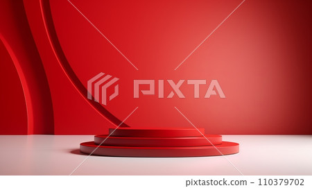 red podium for product presentation. Abstract background. 110379702
