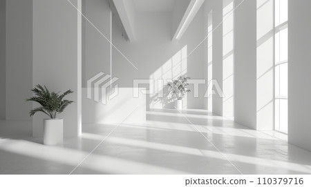 Abstract architecture background. White empty room with light. 3D rendering 110379716