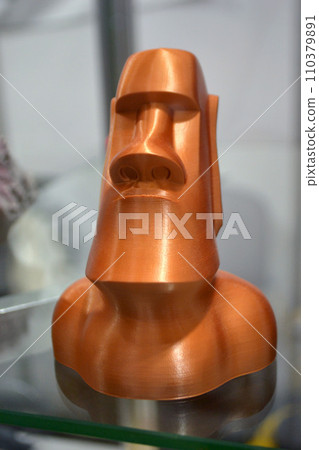 Art object printed on 3D printer. Model printed on 3D printer from melted plastic. Object printed close-up. Concept new modern innovation printing technology Art object printed on 3D printer. Model printed on 3D printer from melted plastic. Object printed close-up. Concept new modern innovation printing technology 110379891