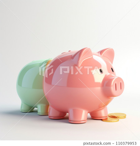 piggy bank. Pastel background. 3D rendering. Financial and investment business concepts piggy bank. Pastel background. 3D rendering. Financial and investment business concepts 110379953