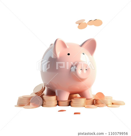 piggy bank. Pastel background. 3D rendering. Financial and investment business concepts 110379956