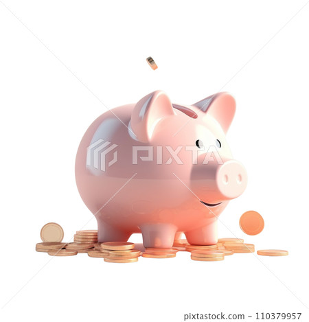 piggy bank. Pastel background. 3D rendering. Financial and investment business concepts 110379957
