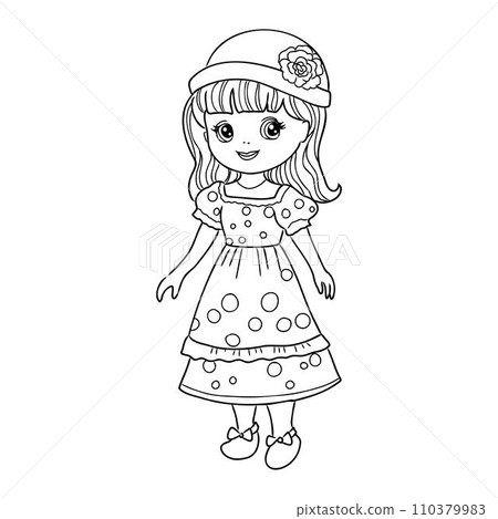 Girl cartoon,vector illustration isolated on white background,coloring book pages. 110379983