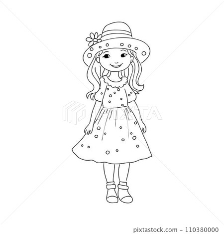 Girl cartoon,vector illustration isolated on white background,coloring book pages. 110380000