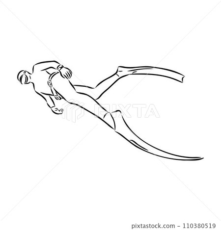 Sketch silhouette scuba divers on white background. Sketch silhouette scuba divers on white background. 110380519