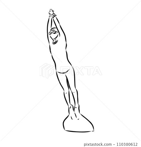 Sketch silhouette scuba divers on white background. Sketch silhouette scuba divers on white background. 110380612