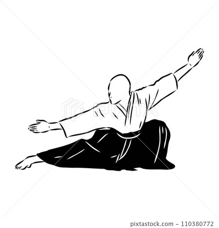 Aikido combat between athletes, stylized vector illustration Aikido combat between athletes, stylized vector illustration 110380772