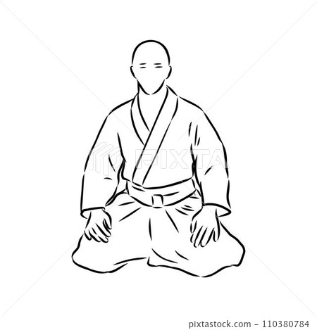 Aikido combat between athletes, stylized vector illustration 110380784