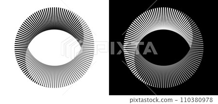 Abstract background with lines in circle. Art design spiral as logo or icon. A black figure on a white background and an equally white figure on the black side. Abstract background with lines in circle. Art design spiral as logo or icon. A black figure on a white background and an equally white figure on the black side. 110380978
