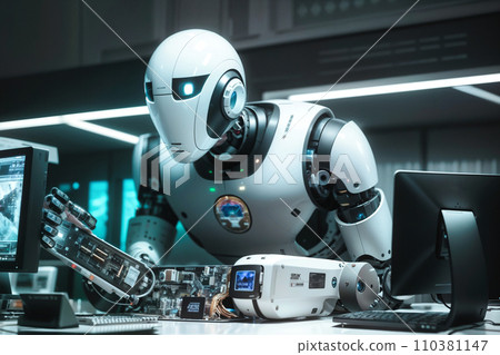 Futuristic Robot Scenarios - Artificial Intelligence Concepts 110381147