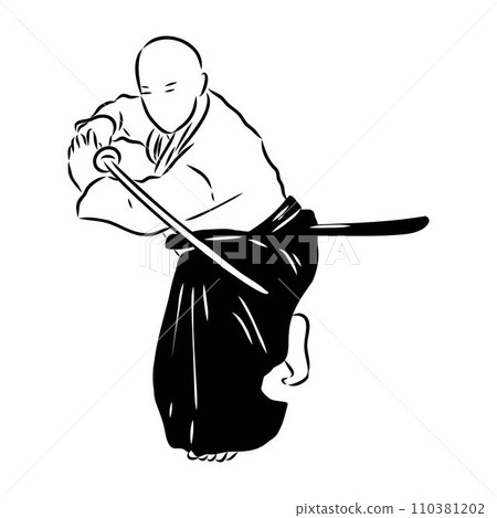 Aikido combat between athletes, stylized vector illustration Aikido combat between athletes, stylized vector illustration 110381202