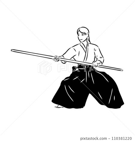 Aikido combat between athletes, stylized vector illustration Aikido combat between athletes, stylized vector illustration 110381220