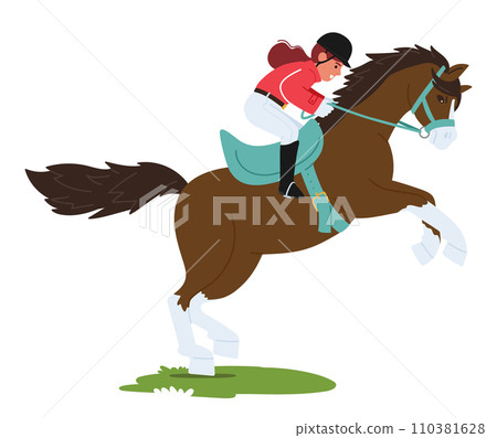 Joyful Giggles Dance Through The Air As A Child Confidently Guides A Gentle Horse, Forming An Enchanting Duo 110381628