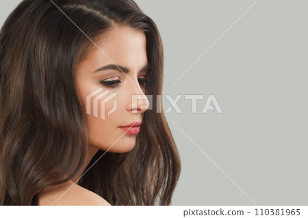 Attractive fashion model with dark healthy hairstyle, fresh clean skin and trendy make-up Attractive fashion model with dark healthy hairstyle, fresh clean skin and trendy make-up 110381965