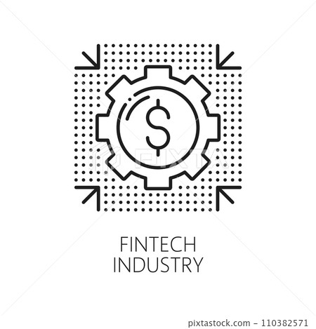 Cryptocurrency, fintech technology, blockchain industry linear icon. Internet blockchain fintech, business investment or cryptocurrency network payment line vector symbol with cog wheel, dollar sign Cryptocurrency, fintech technology, blockchain industry linear icon. Internet blockchain fintech, business investment or cryptocurrency network payment line vector symbol with cog wheel, dollar sign 110382571