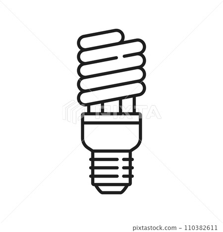 CFL light bulb and fluorescent lamp line icon. Energy efficient illumination technology, modern fluorescent lamp or electricity saving spiral lightbulb linear vector pictogram or outline sign CFL light bulb and fluorescent lamp line icon. Energy efficient illumination technology, modern fluorescent lamp or electricity saving spiral lightbulb linear vector pictogram or outline sign 110382611