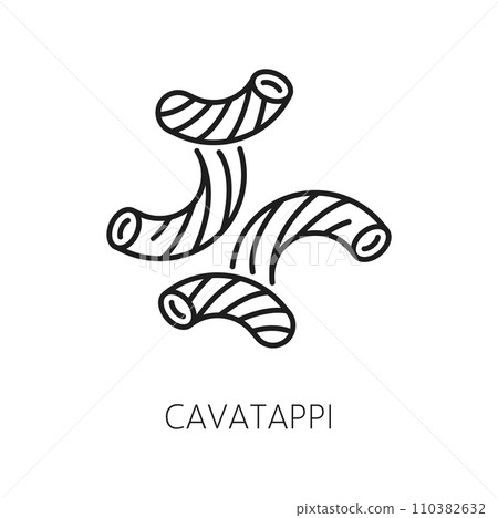 Cavatappi macaroni formed in helical tube shape isolated pasta Italian food. Vector Italian corkscrews pasta type outline icon 110382632