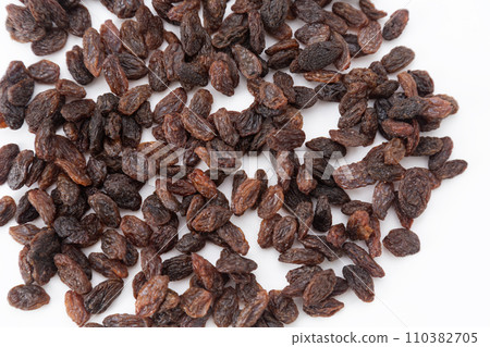 Dry raisins white background Dry raisins white background 110382705