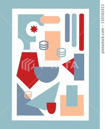 Set of geometric shapes. Abstract background shapes with brutalism style. Geometric posters. Direction in architecture. Retro elements. Minimalist design. Flat illustration 110382813