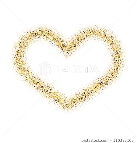 Golden dust on a white background in the shape of a heart, Valentine s Day card design Golden dust on a white background in the shape of a heart, Valentine s Day card design 110383103