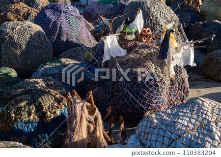 Packs of fishing nets, Essaouira 110383204