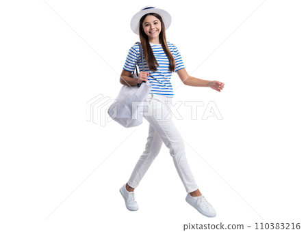 smiling teen girl in marine style at studio. teen girl in marine style on background. smiling teen girl in marine style at studio. teen girl in marine style on background. 110383216
