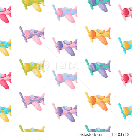 Cute children's seamless pattern with planes. Creative kids texture for fabric, wrapping, textile, wallpaper, apparel. Vector illustration Cute children's seamless pattern with planes. Creative kids texture for fabric, wrapping, textile, wallpaper, apparel. Vector illustration 110383510