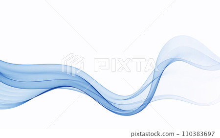 Abstract blue wave background, transparent wavy lines. A wave of blue smoke or liquid. Abstract blue wave background, transparent wavy lines. A wave of blue smoke or liquid. 110383697