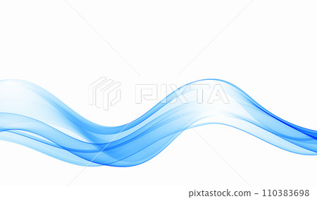 Abstract blue wave background, transparent wavy lines. A wave of blue smoke or liquid. Abstract blue wave background, transparent wavy lines. A wave of blue smoke or liquid. 110383698