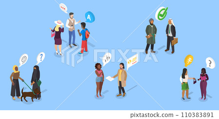 3D Isometric Flat Vector Illustration of Language Knowledge Skills And Racial Respect 3D Isometric Flat Vector Illustration of Language Knowledge Skills And Racial Respect 110383891