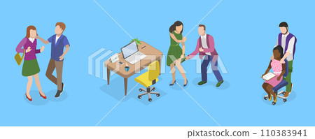 3D Isometric Flat Vector Illustration of Sexual Harassment 110383941