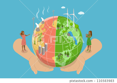 3D Isometric Flat Vector Illustration of Save Earth 110383983