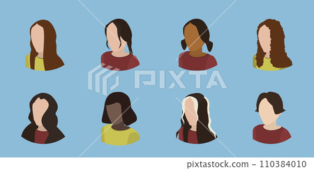 3D Isometric Flat Vector Set of Women Hairstyles 3D Isometric Flat Vector Set of Women Hairstyles 110384010