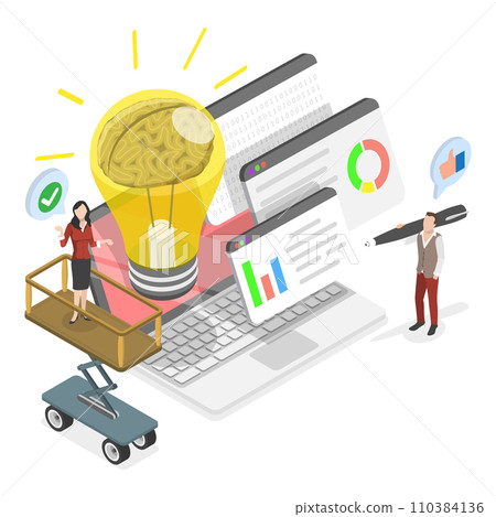 3D Isometric Flat Vector Illustration of Idea Finding. Item 2 110384136
