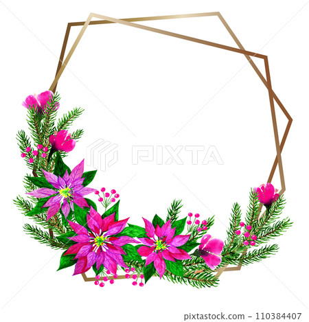 Isolated object-52. Christmas watercolour wreath 7. Isolated object-52. Christmas watercolour wreath 7. 110384407