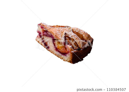 Delicious sweet aromatic homemade pie with ripe plums Delicious sweet aromatic homemade pie with ripe plums 110384507
