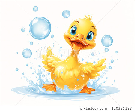 Duckling with soap bubbles Duckling with soap bubbles 110385188